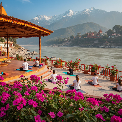 people meditating in Rishikesh