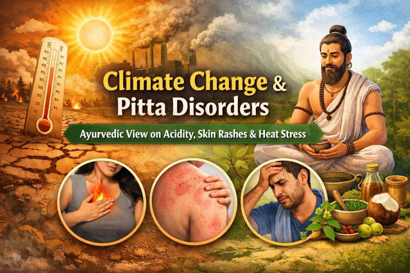 Ayurvedic explanation of climate change effects on Pitta dosha and heat-related disorders